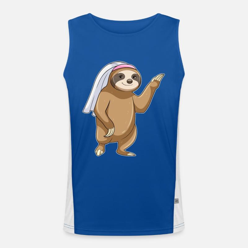 Faultier als Braut mit Schleier Funktionelles Kontrast-Tank Top für Männer 