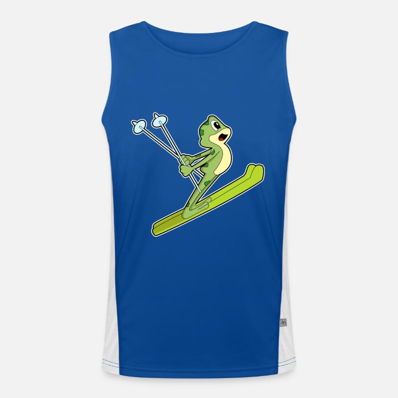Grenouille comme sauteur à ski avec des skis Débardeur respirant contrasté Homme 