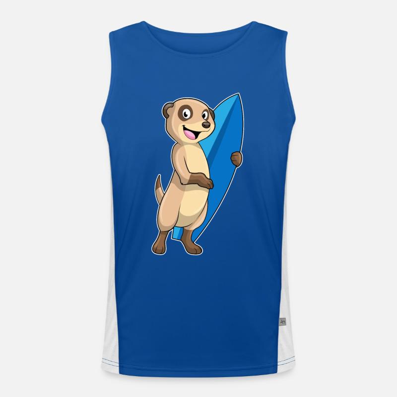 Erdmännchen als Surfer mit Surfbrett Funktionelles Kontrast-Tank Top für Männer 