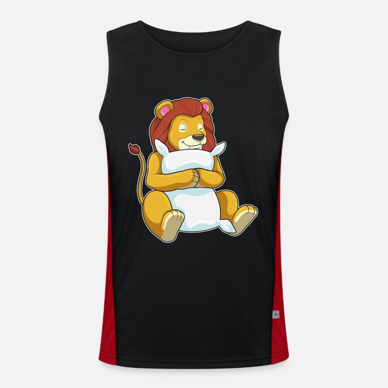 Lion sleeping with pillows - Men's Functional Contrast Tank Top  - black/red