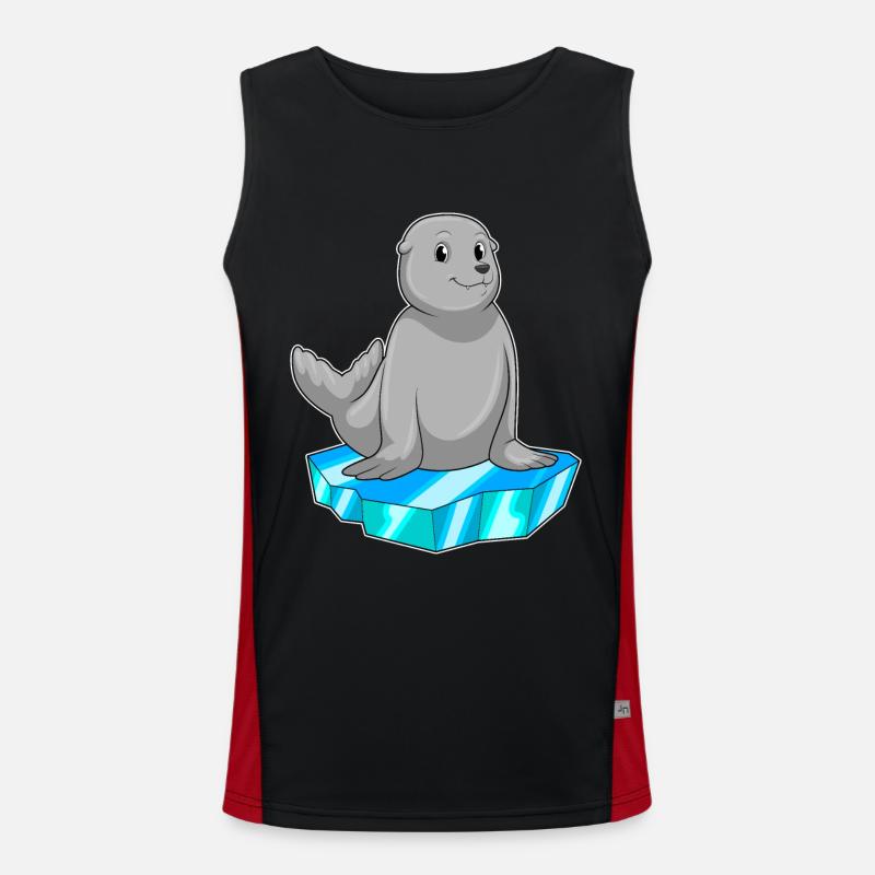 Seal with ice floe - Men's Functional Contrast Tank Top  - black/red