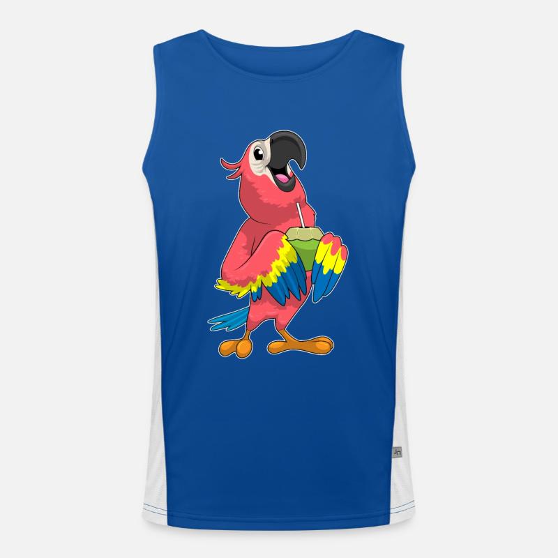 Parrot & Coconut with Straw Men's Functional Contrast Tank Top 