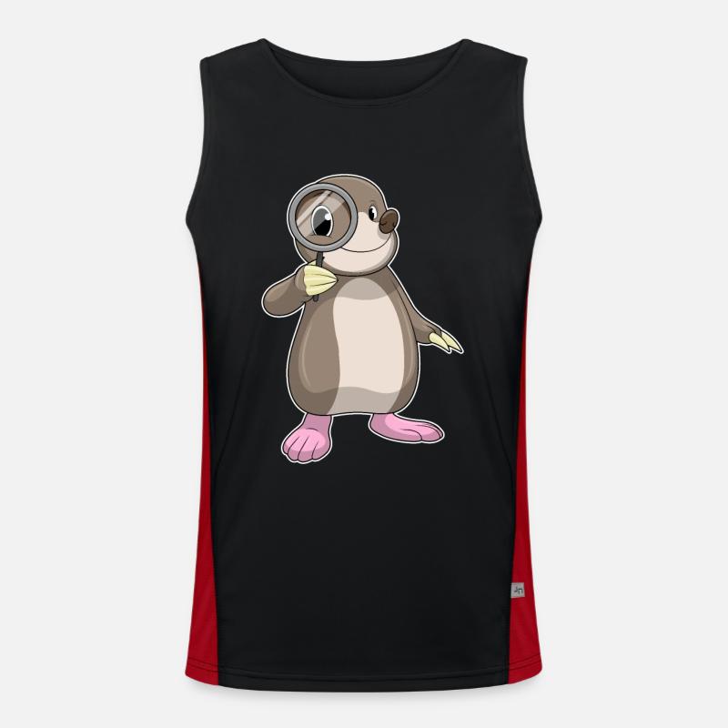 Mole with magnifying glass - Men's Functional Contrast Tank Top  - black/red