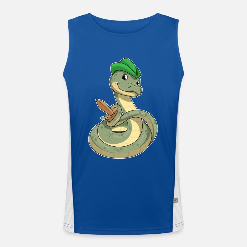 Schlange mit Schwert Funktionelles Kontrast-Tank Top für Männer 