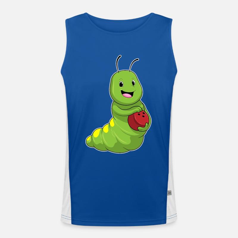 Raupe beim Bowling mit Bowlingkugel Funktionelles Kontrast-Tank Top für Männer 