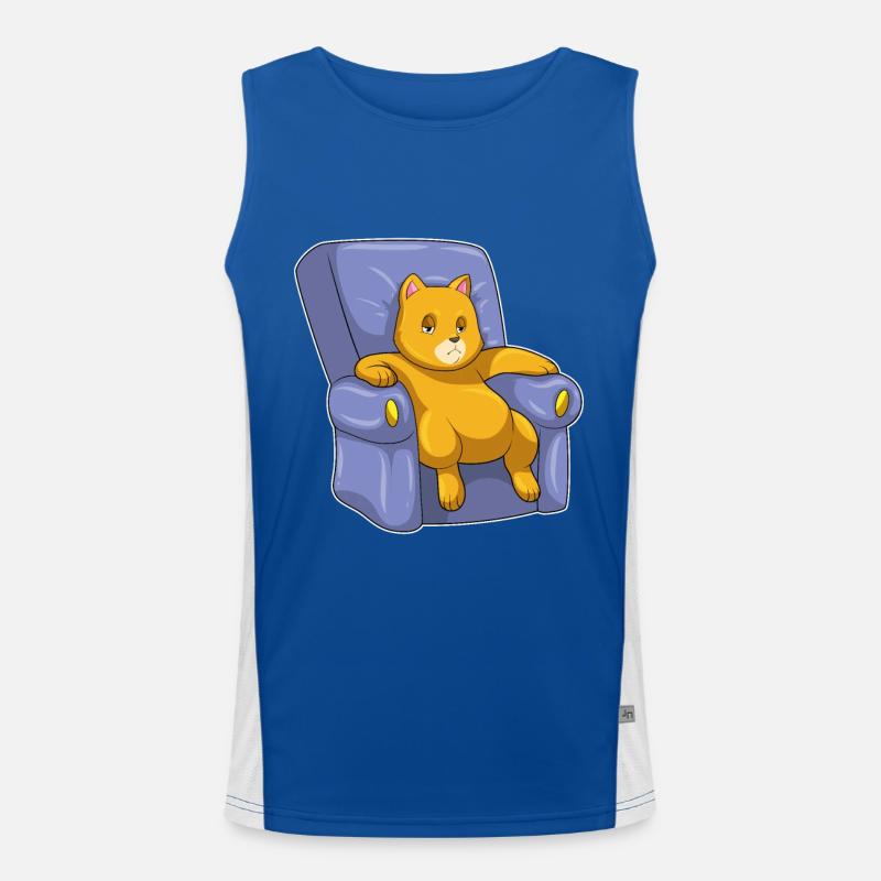 Katze mit Sofa Funktionelles Kontrast-Tank Top für Männer 