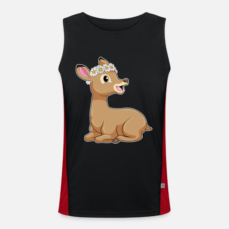Deer with daisy flower - Men's Functional Contrast Tank Top - black/red