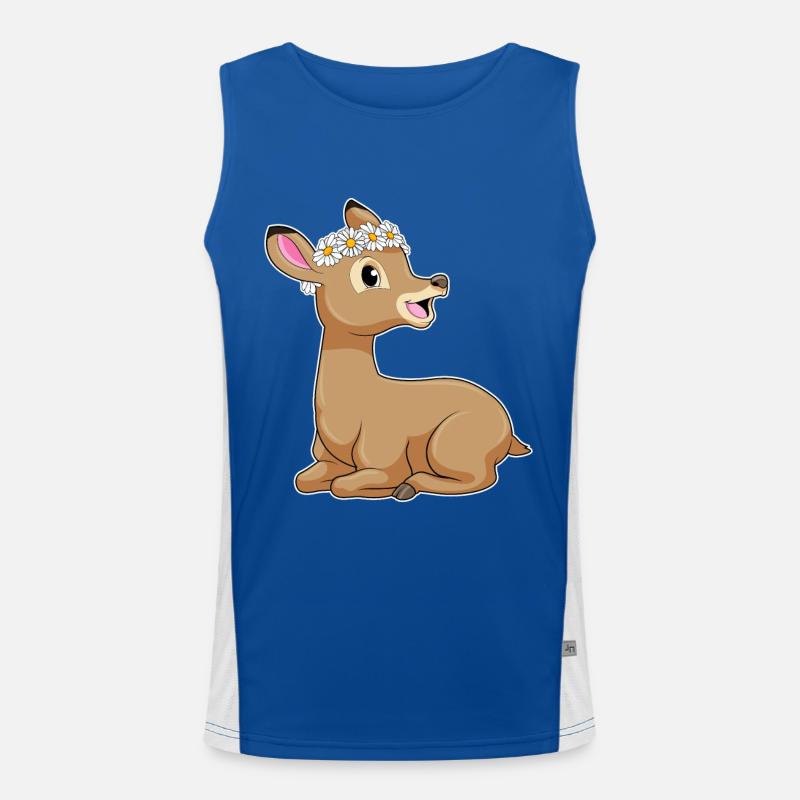 Reh mit Gänseblümchen Blume Funktionelles Kontrast-Tank Top für Männer 