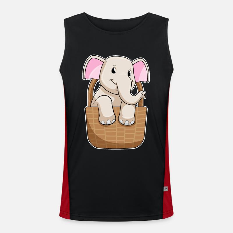 Elephant with basket - Men's Functional Contrast Tank Top  - black/red