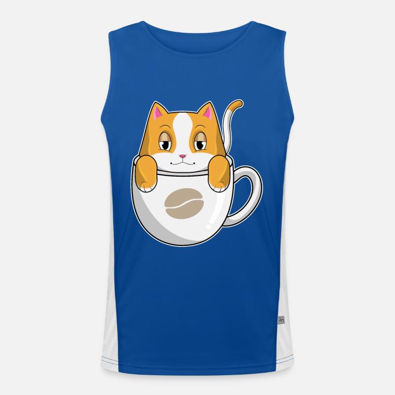 Chat avec tasse de café Débardeur respirant contrasté Homme 