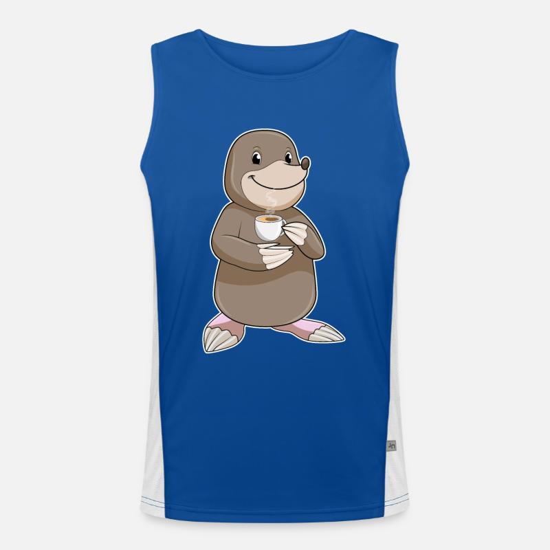 Maulwurf mit Tasse Kaffee Funktionelles Kontrast-Tank Top für Männer 
