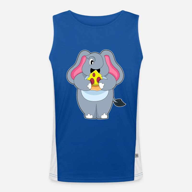 Elefant mit Pizza Funktionelles Kontrast-Tank Top für Männer 