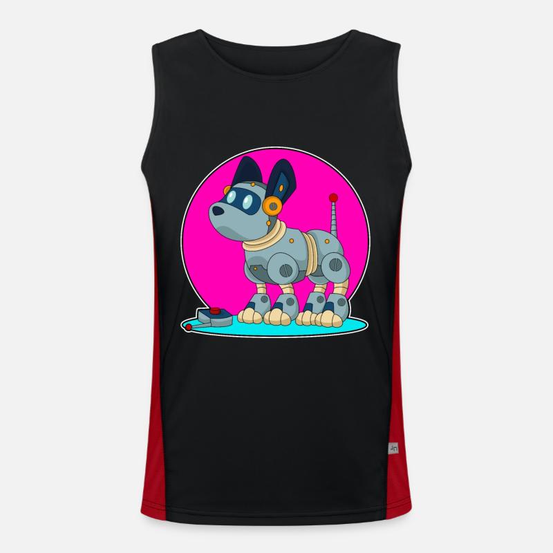 Dog as a robot - Men's Functional Contrast Tank Top  - black/red