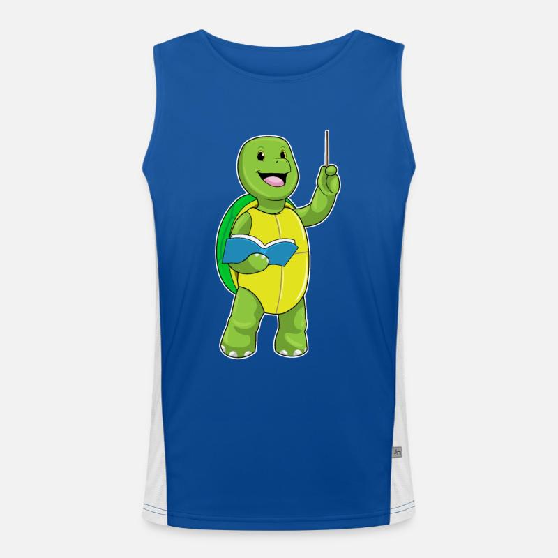 Schildkröte als Lehrer mit Buch & Pointer Funktionelles Kontrast-Tank Top für Männer 
