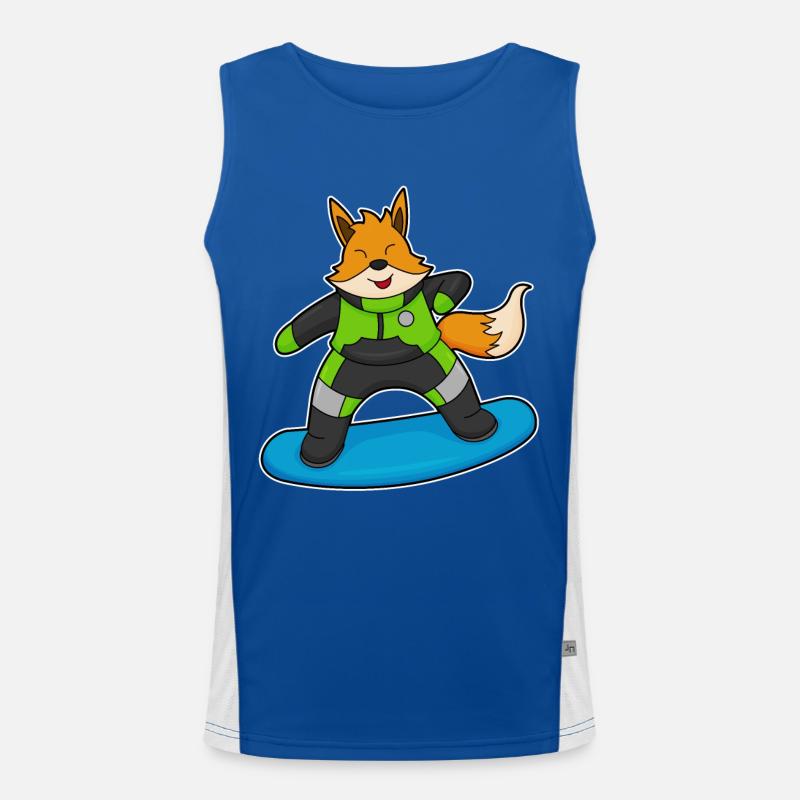 Fuchs als Snowboarder mit Snowboard Funktionelles Kontrast-Tank Top für Männer 