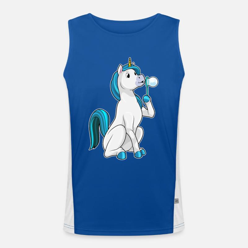 Unicorn with soap bubbles Men's Functional Contrast Tank Top 