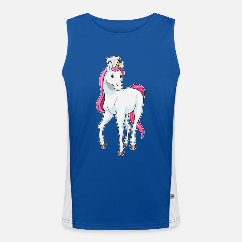 Unicorn as a chef with a chef's hat Men's Functional Contrast Tank Top 