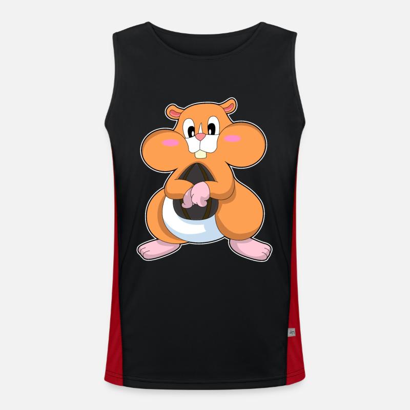 Hamster with walnut - Men's Functional Contrast Tank Top  - black/red