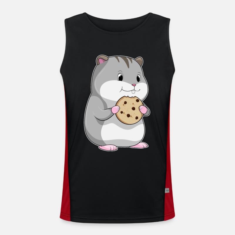 Hamster with biscuit - Men's Functional Contrast Tank Top  - black/red