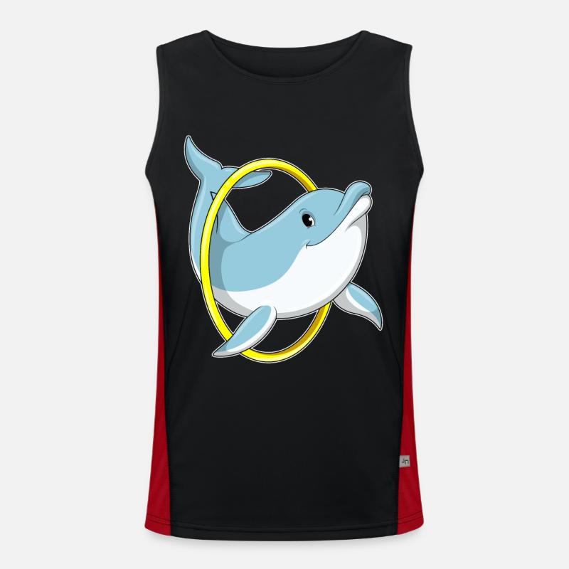 Dolphin with ring - Men's Functional Contrast Tank Top - black/red