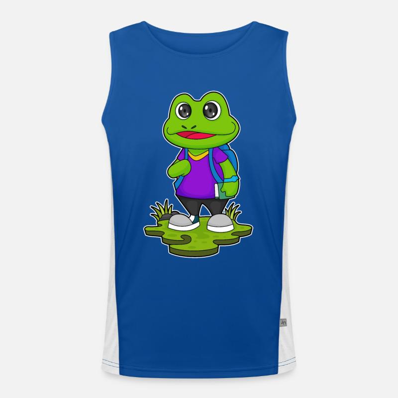 Frosch als Wanderer mit Rucksack Funktionelles Kontrast-Tank Top für Männer 