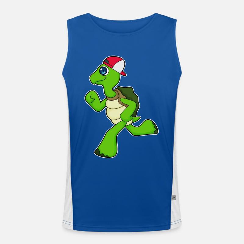 Turtle as a jogger with cap Men's Functional Contrast Tank Top 