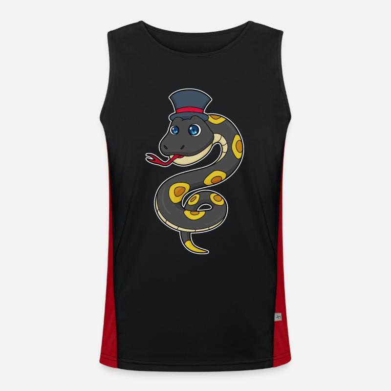 Snake with hat - Men's Functional Contrast Tank Top - black/red