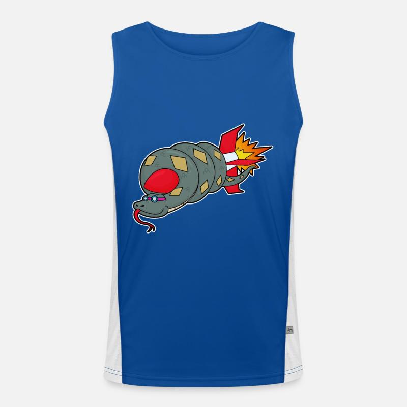 Schlange mit Rakete Funktionelles Kontrast-Tank Top für Männer 