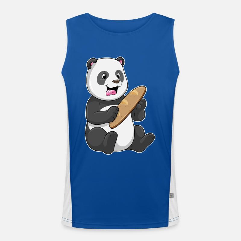 Panda als Bäcker mit Brot Funktionelles Kontrast-Tank Top für Männer 