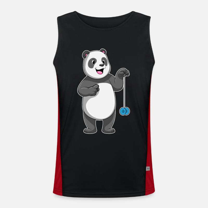 Panda with Jojo - Men's Functional Contrast Tank Top - black/red