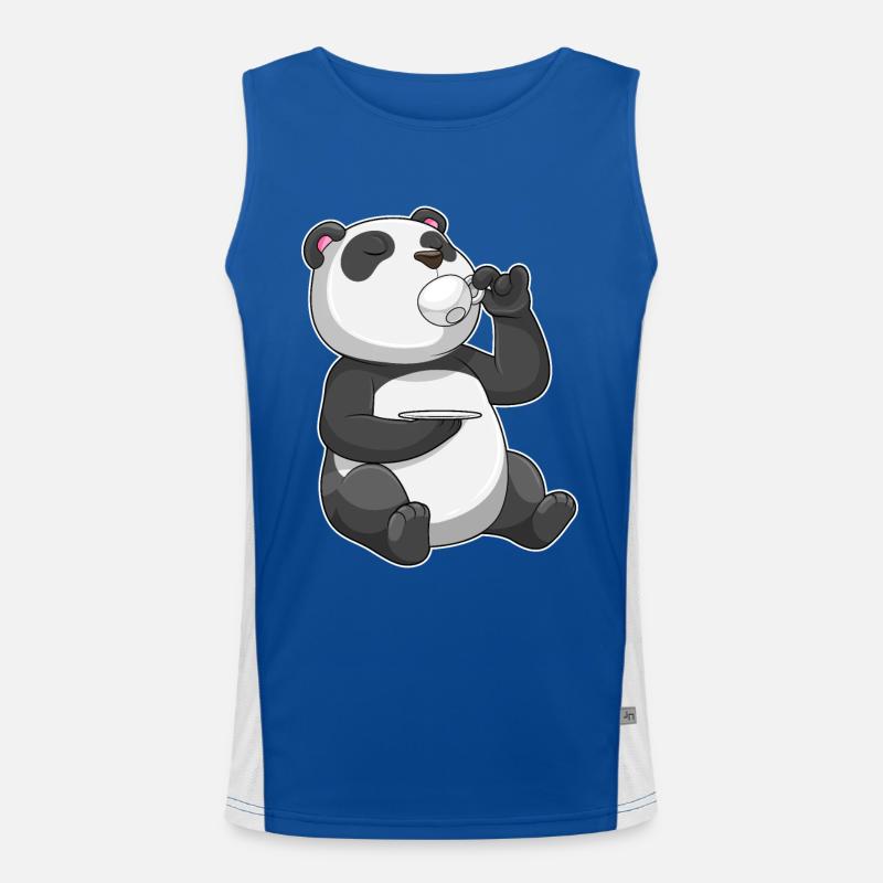 Panda mit Tasse Tee Funktionelles Kontrast-Tank Top für Männer 