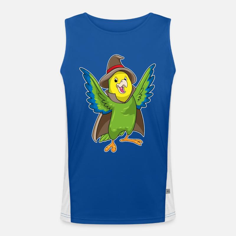Parrot as a magician with a hat Men's Functional Contrast Tank Top 