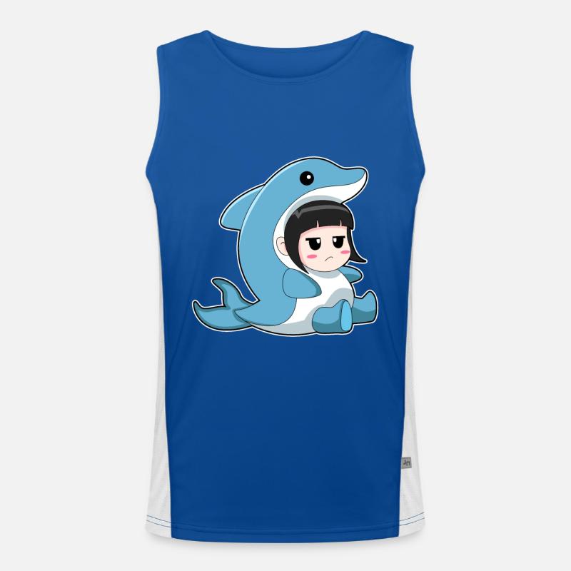 Child with dolphin costume Men's Functional Contrast Tank Top 