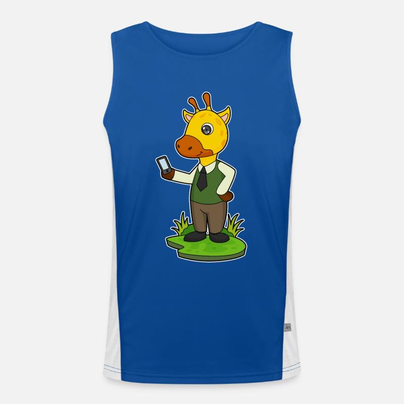 Giraffe mit Handy Funktionelles Kontrast-Tank Top für Männer 
