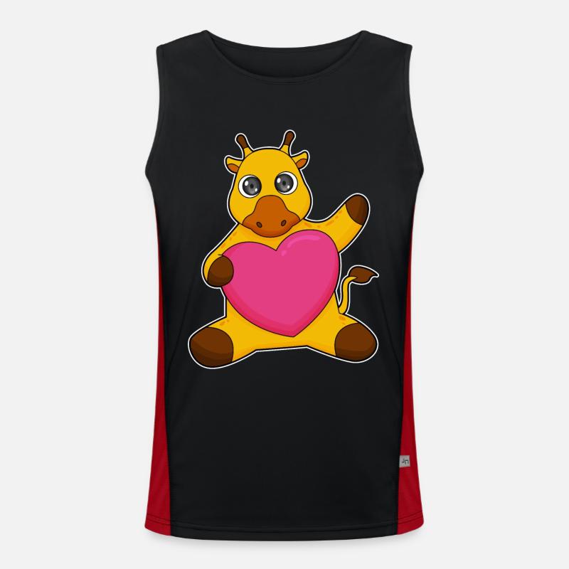 Giraffe with heart - Men's Functional Contrast Tank Top - black/red