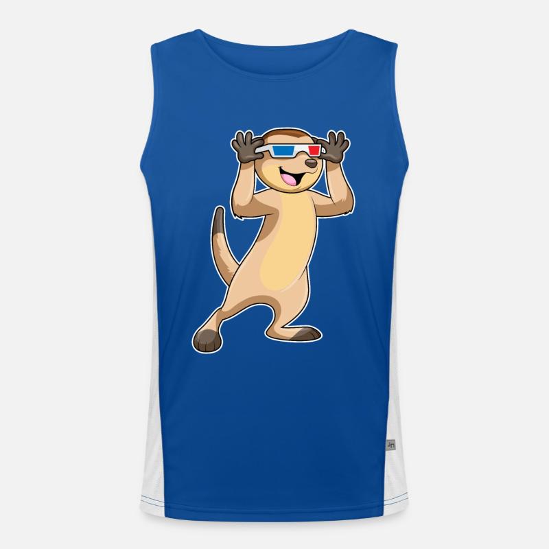 Erdmännchen mit Brille Funktionelles Kontrast-Tank Top für Männer 