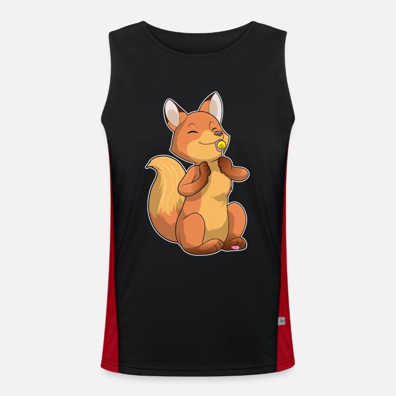 Fox with lollipop - Men's Functional Contrast Tank Top  - black/red