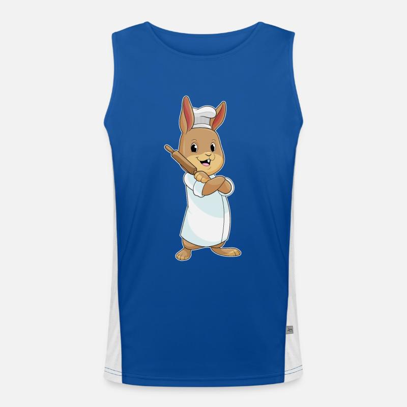 Rabbit as a baker with rolling pin Men's Functional Contrast Tank Top 