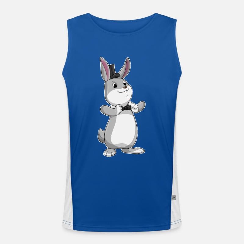 Rabbit with cylinder & bow Men's Functional Contrast Tank Top 