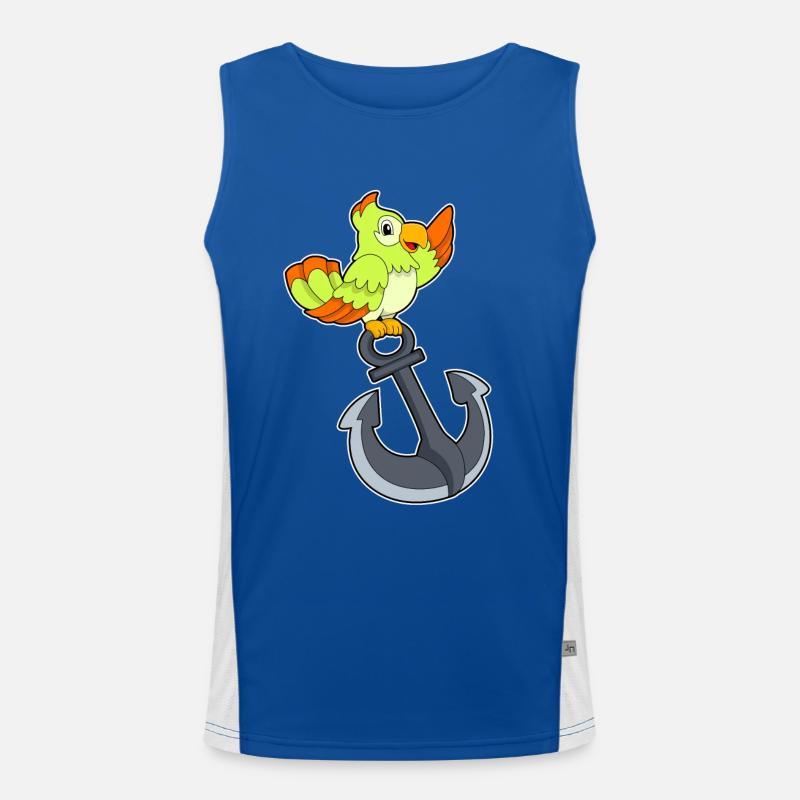 Papagei mit Anker Funktionelles Kontrast-Tank Top für Männer 
