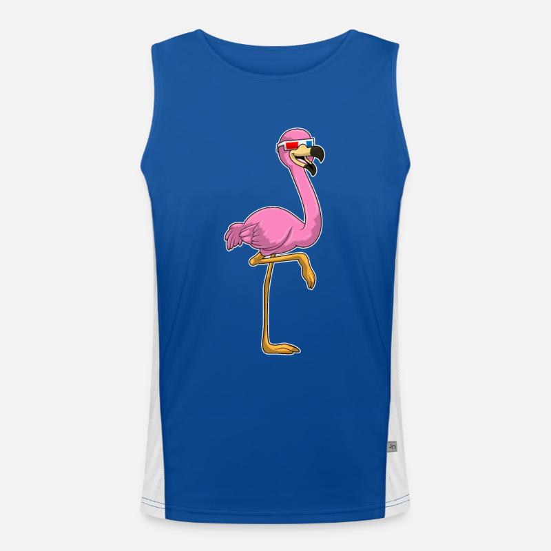 Flamingo mit Brille Funktionelles Kontrast-Tank Top für Männer 