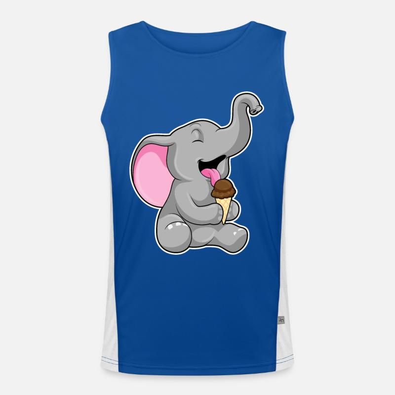 Elefant mit Schoko Waffeleis Funktionelles Kontrast-Tank Top für Männer 