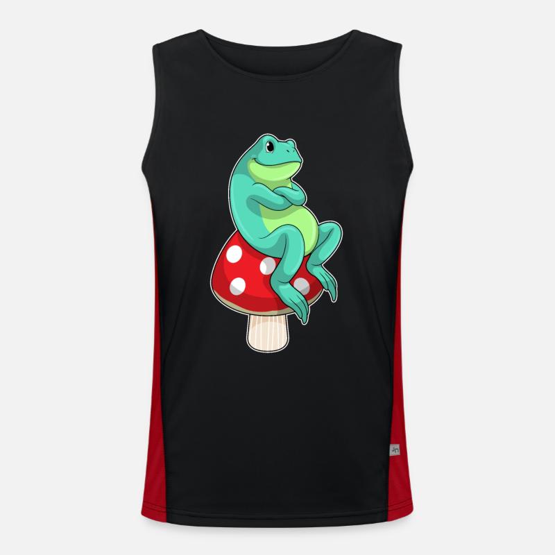 Frog with mushroom - Men's Functional Contrast Tank Top  - black/red