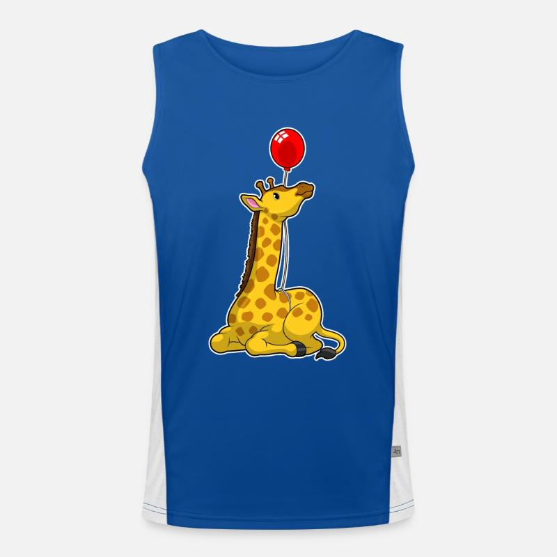 Giraffe mit Luftballon Funktionelles Kontrast-Tank Top für Männer 