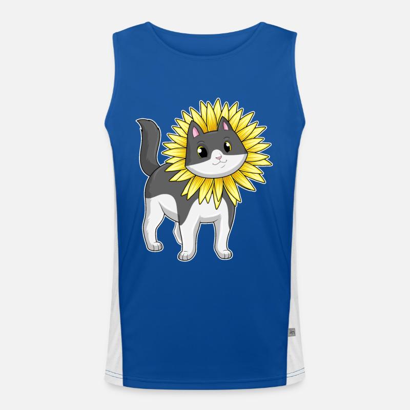 Katze mit Sonnenblume Funktionelles Kontrast-Tank Top für Männer 