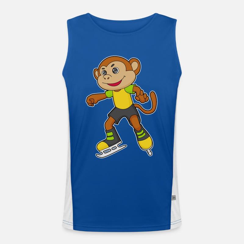 Affe beim Eislaufen mit Schlittschuhe Funktionelles Kontrast-Tank Top für Männer 