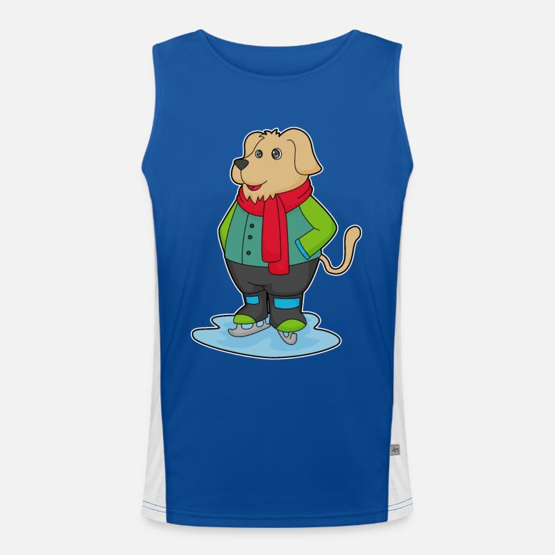 Hund beim Eislaufen mit Schlittschuhe Funktionelles Kontrast-Tank Top für Männer 