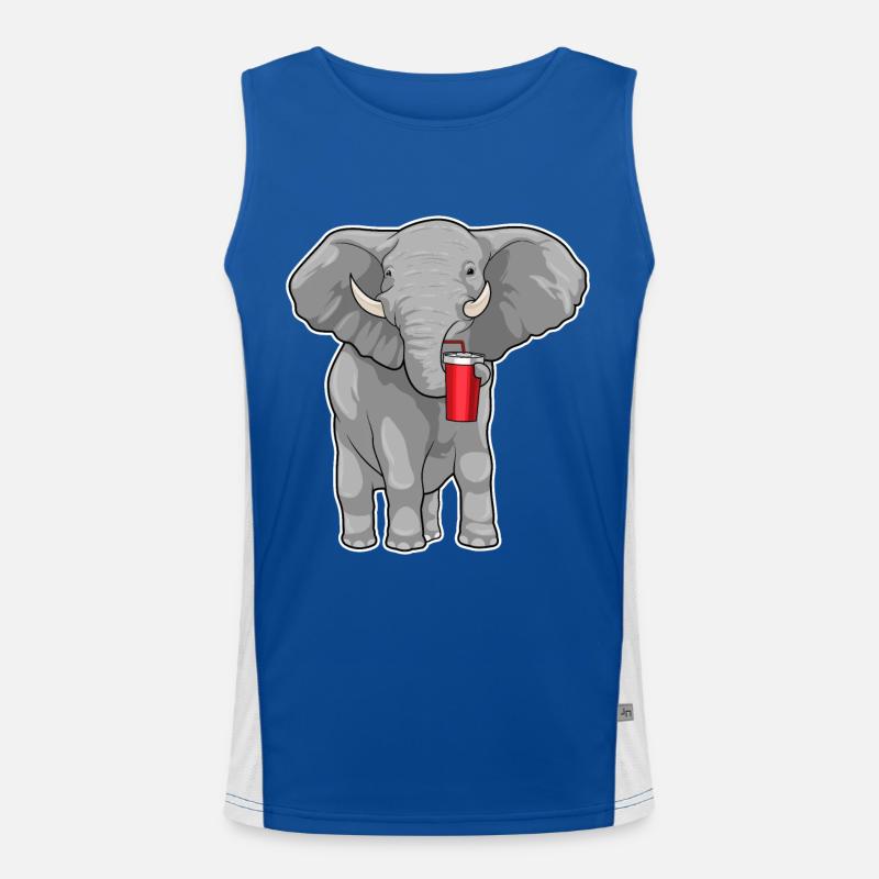 Elephant Drinking Cup Men's Functional Contrast Tank Top 