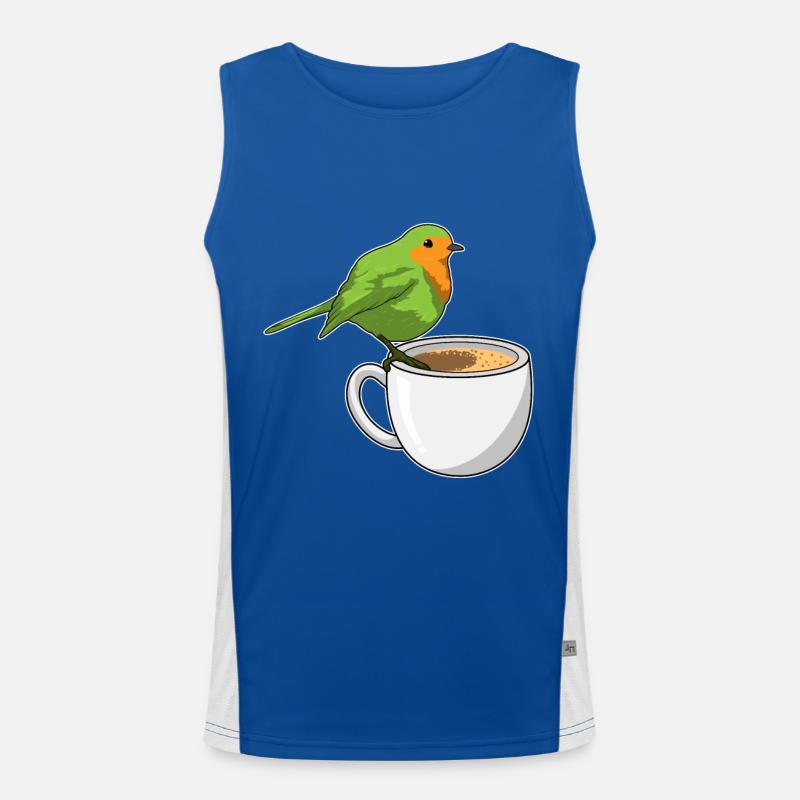 Vogel Kaffee Tasse Funktionelles Kontrast-Tank Top für Männer 