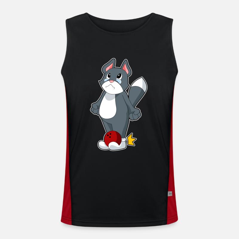 Cat Bowling Bowling Ball - Men's Functional Contrast Tank Top  - black/red